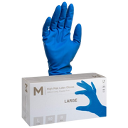 High Risk Disposable Latex Gloves, Heavy Duty , Blue, Large, 300mm (50)