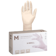 Disposable Latex Gloves, Powder Free, Natural, XS (100)