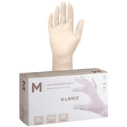 Disposable Latex Gloves, Powder Free, Natural, XL (100)