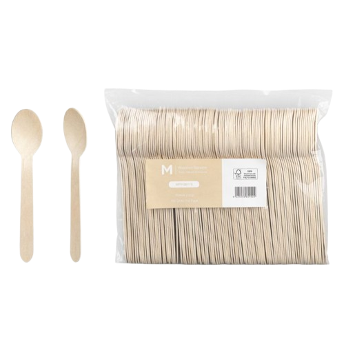 Wooden Dessert Spoon, Natural, 160mm Long