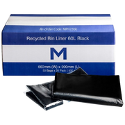 60L Recycled bin Liner, Black, 600 x 900 20mu