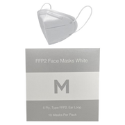 FFP2 Protective Face Masks, 5 Ply, Ear Loop Design, White (10)