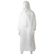 Hooded Poncho Polyethylene, White, 800mm X 1300mm, 30mu (96)