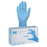 Disposable Nitrile Gloves, Powder Free, Blue, Large, 240mm (100)