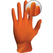 Disposable Nitrile Gloves, Heavy Duty, With Grip, Orange, Small (100)