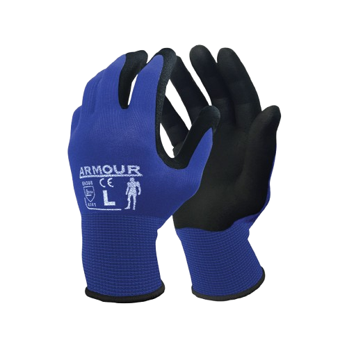 Foam Nitrile Open Back Gloves, Blue, Medium