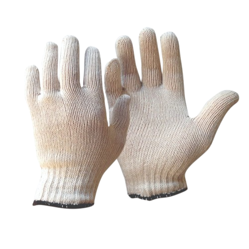 Polycotton Knit Gloves, White, Large