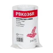 36l Kitchen Tidy Rubbish Bag, Peach Scented, White, 710mm x 600mm 10mu (50)