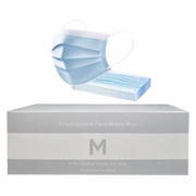 Polypropylene Medical Face Masks, 3 Ply, Ear Loop Design, Blue (50)