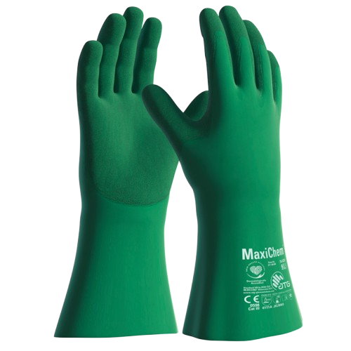 Maxichem Nitrile Tritech Gauntlet Gloves, 35cm Green, XL