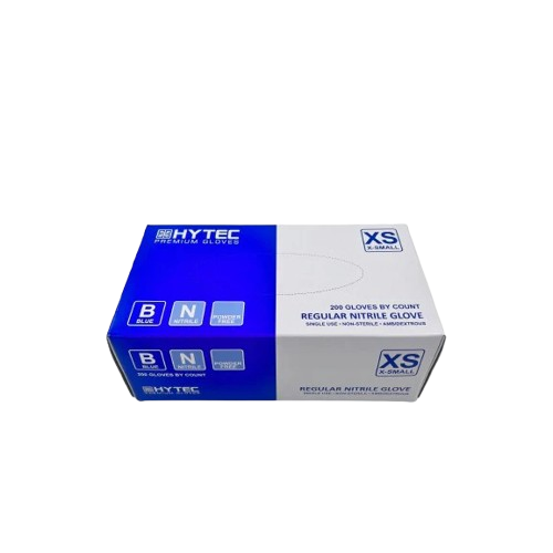Small Hytec Blue Regular Nitrile Gloves, Powder Free 3g (200)
