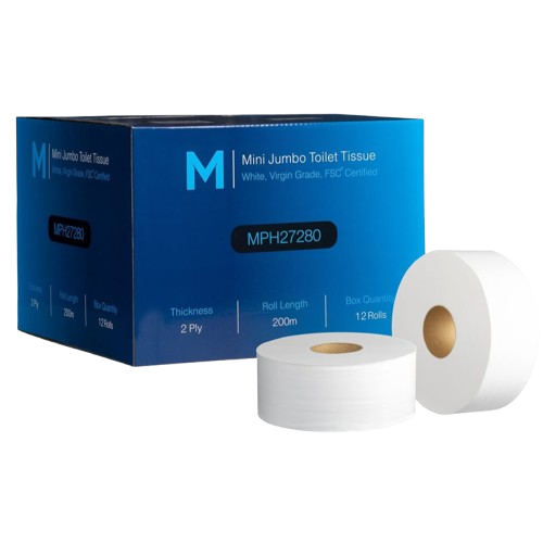Jumbo Mini Toilet Tissue 2ply X 200m Unwrapped White - (12)