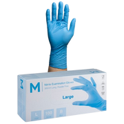 Disposable Nitrile Gloves, Powder Free, Long Cuff, Large, 300mm (100)