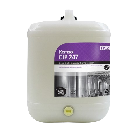 Kemsol Cip 247 Liquid Caustic Cleaner & Chlorine Sanitiser (Dg Class 8) 20L