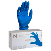 High Risk Disposable Latex Gloves, Heavy Duty , Blue, Medium, 300mm (50)
